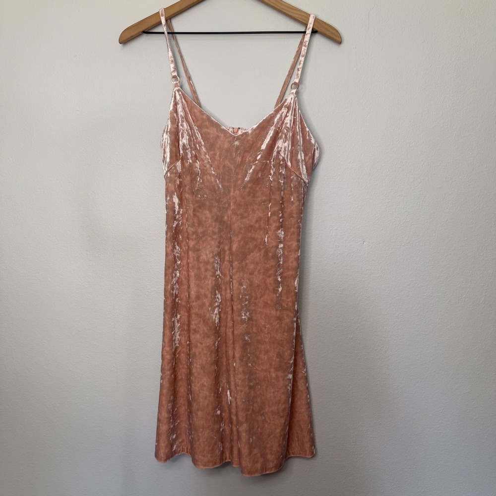 Calvin Klein - Blush Pink Crushed‎ Velvet Strappy Mini Dress Size 12